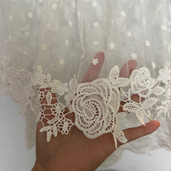 White Lace Long Sleeve Tiered Floral Dress Medium by Shop17 women ruffle new - Picture 11 of 12